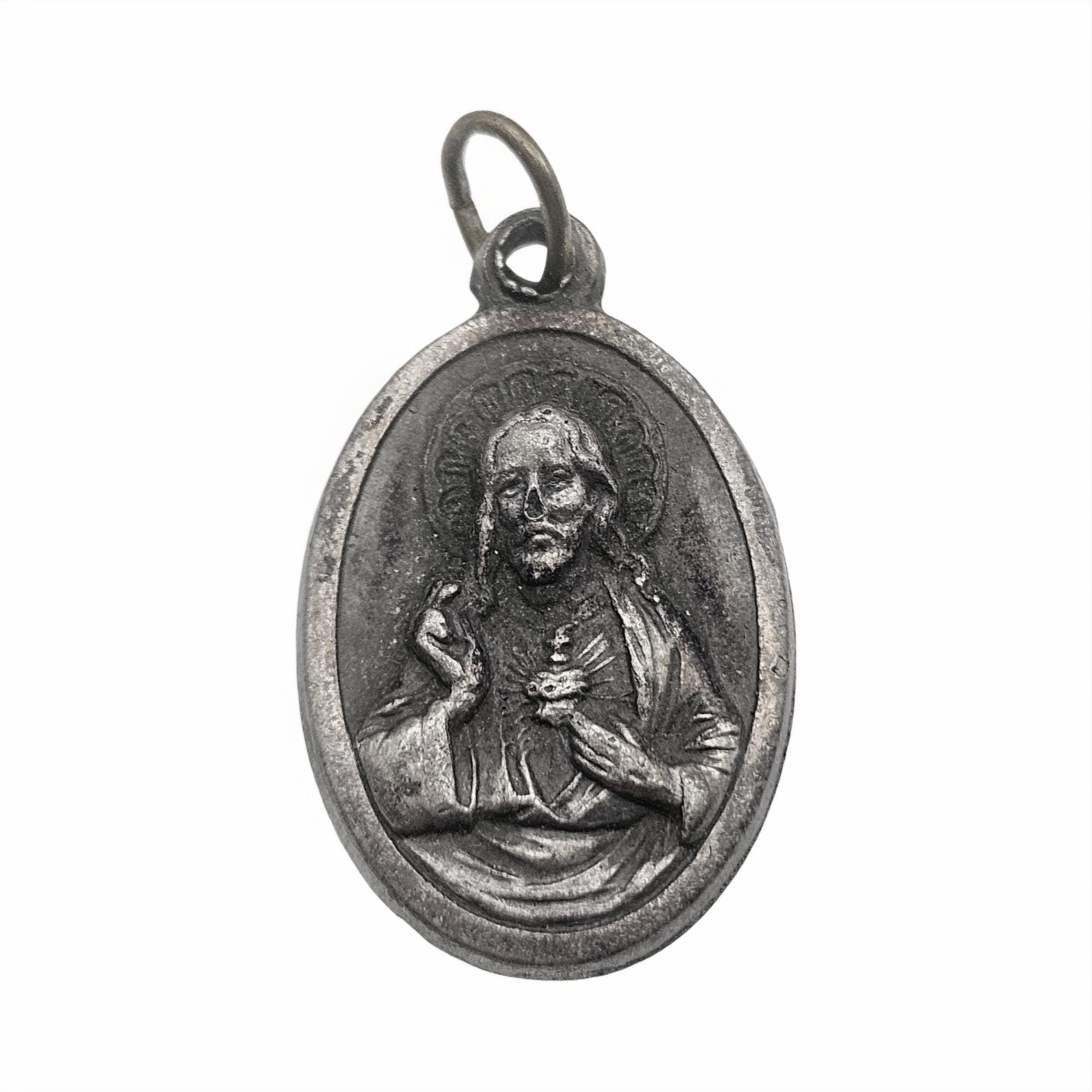 Antique Sacred Heart of Jesus Scapular Medal | Our Lady of Mount Carmel ...