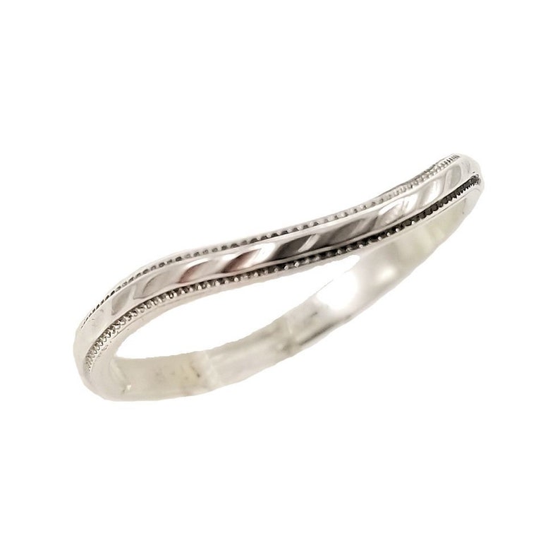 Sterling Silver Contoured Band Vintage Style 2mm Rope Pattern Curved Wedding Band