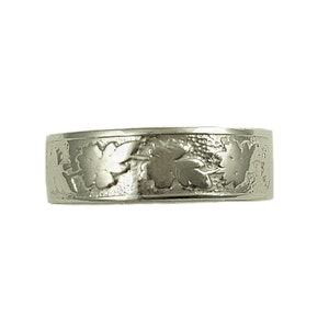 Victorian Style 6mm Oak Leaf Pattern Cigar Band | Stacking Band | Sterling Silver
