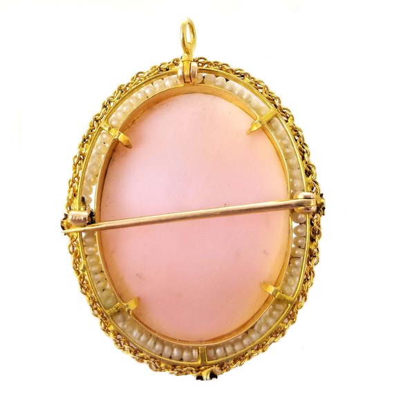 Art Deco 10k Angel Skin Pink Cameo of Goddess Cer… - image 3