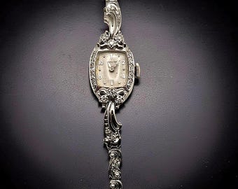 Vintage 1950’s 14k Lady's Hamilton .33ct Diamond Cocktail Watch | 17.6 grams