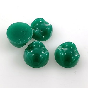 Cherry Brand Vintage "Chrysoprase" Green Glass Cabochon | 14.5mm Round Fancy Pinched Shape Occupied Japan Green Glass