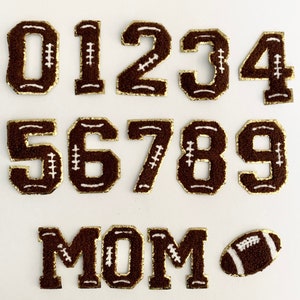 Iron On Chenille Football Letters and Numbers, Football Chenille Patch, Mom Football Chenille Iron On Patches Craft Supply