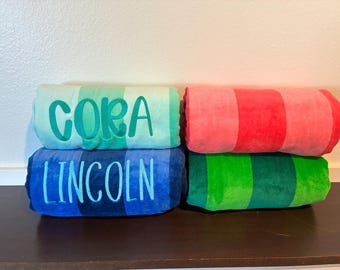 Personalized Embroidered Striped Beach Towel Gift