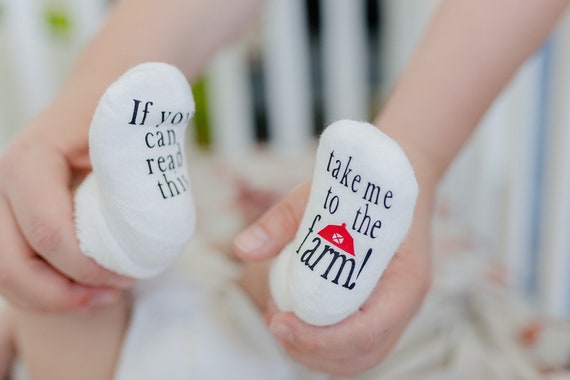 Farm Gift, If You can Read this Baby Socks, Gift for Boys, Take Me to the Farm Socks, Baby Shower Gift, Unisex Baby Shower Gift, Baby Socks
