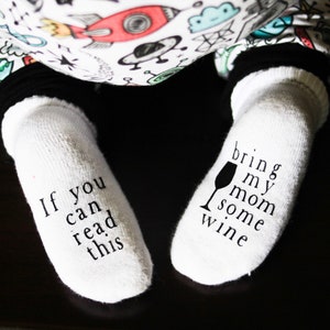 Mothers Day Gift, Unisex Baby Shower Gift, Gifts for Mom to Be, Baby Socks, Wine Socks, Wine Gifts Baby Gift image 7