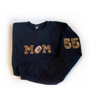 Personalized Football Mom Crewneck with Chenille Letters, Football Sweatshirt for Moms