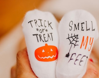 Trick or Treat Smell My Feet Halloween Baby Socks