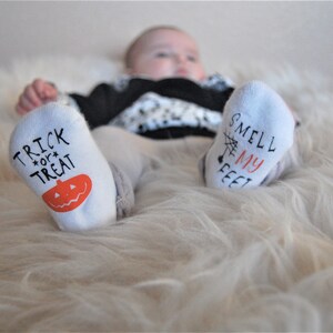 Trick or Treat Smell My Feet, Halloween Socks, BabyClothes, Baby Shower Gift, Unisex Baby Shower Gift, Baby Socks, Baby Gift, Gift for Baby image 7