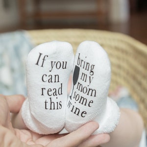 Mothers Day Gift, Unisex Baby Shower Gift, Gifts for Mom to Be, Baby Socks, Wine Socks, Wine Gifts Baby Gift image 1