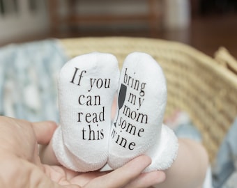 Mothers Day Gift, Unisex Baby Shower Gift, Gifts for Mom to Be, Baby Socks, Wine Socks, Wine Gifts Baby Gift