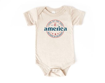 Patriotic Baby Bodysuit | Land of the Free, 4th of July Outfit