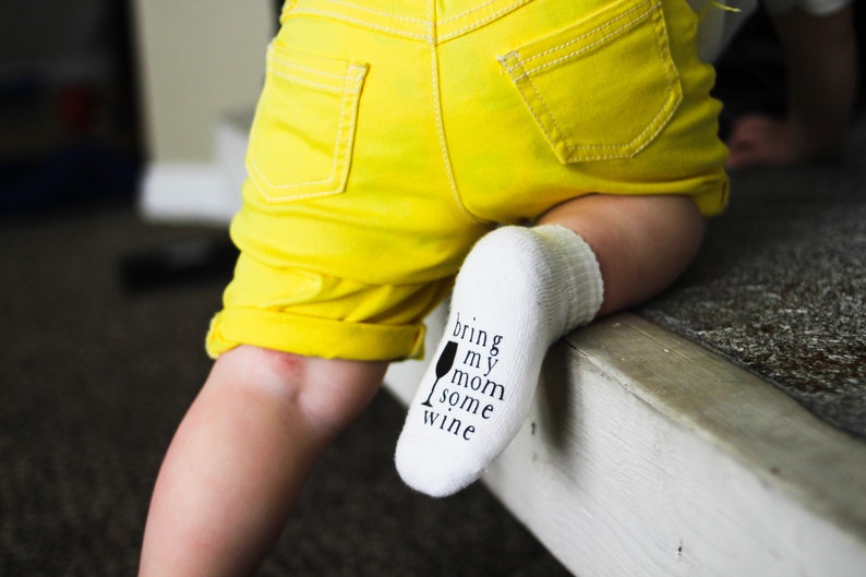 Mothers Day Gift, Unisex Baby Shower Gift, Gifts for Mom to Be, Baby Socks, Wine Socks, Wine Gifts Baby Gift image 9