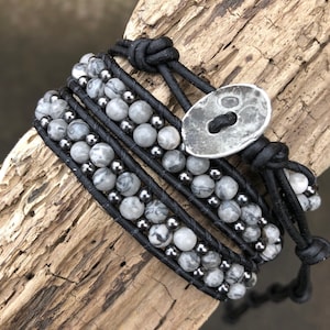 Carte grise Jasper et bracelet à double enveloppement gunmetal