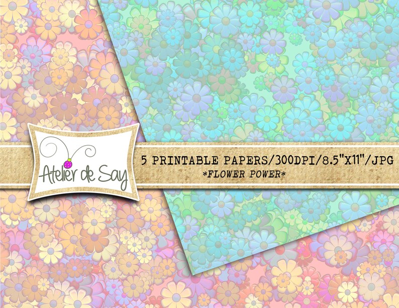 Retro Floral Printable Paper Digital Paper Floral Flowers Printable ...
