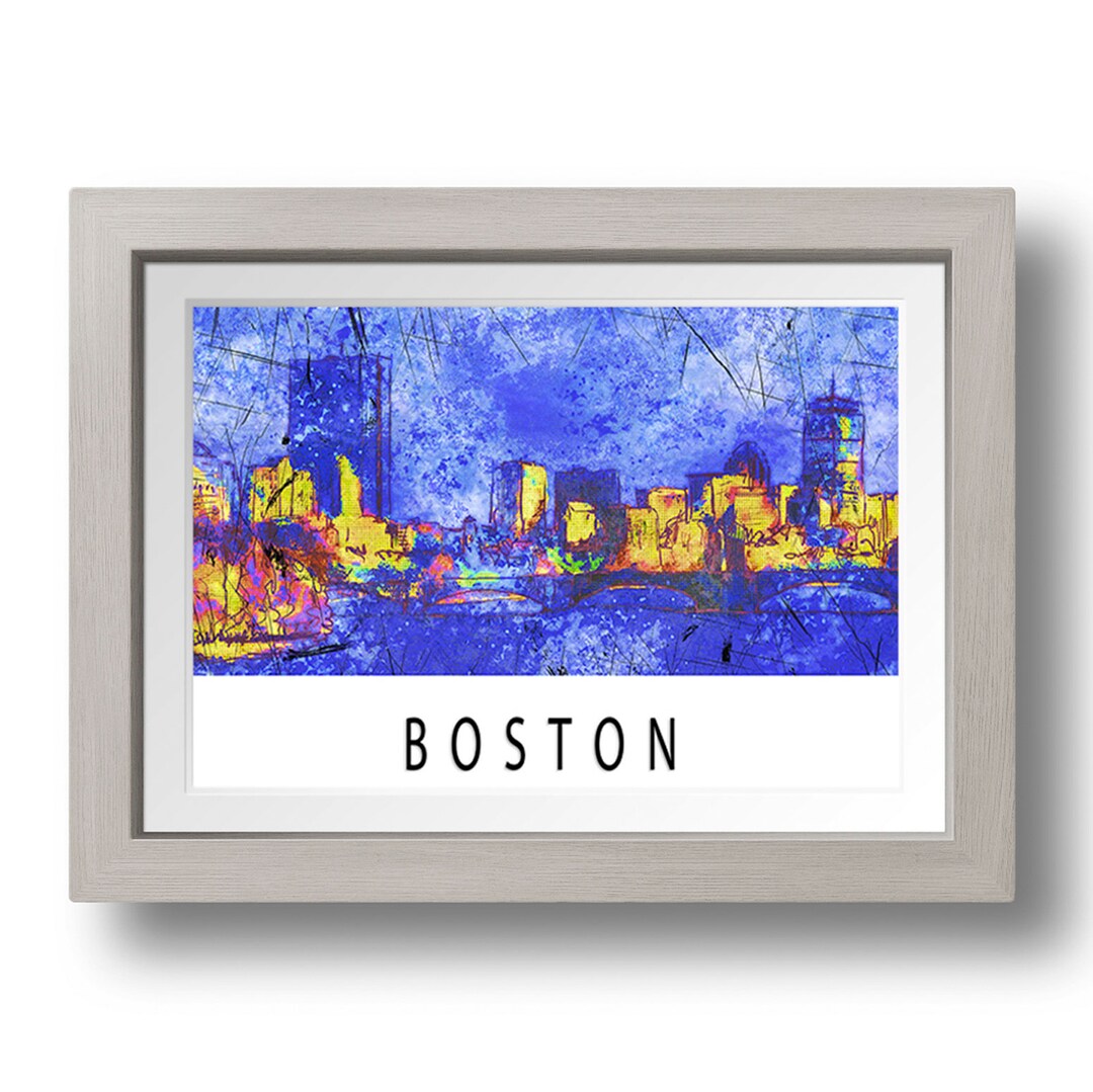 Boston Skyline Printable Boston City Wall Art Boston Etsy