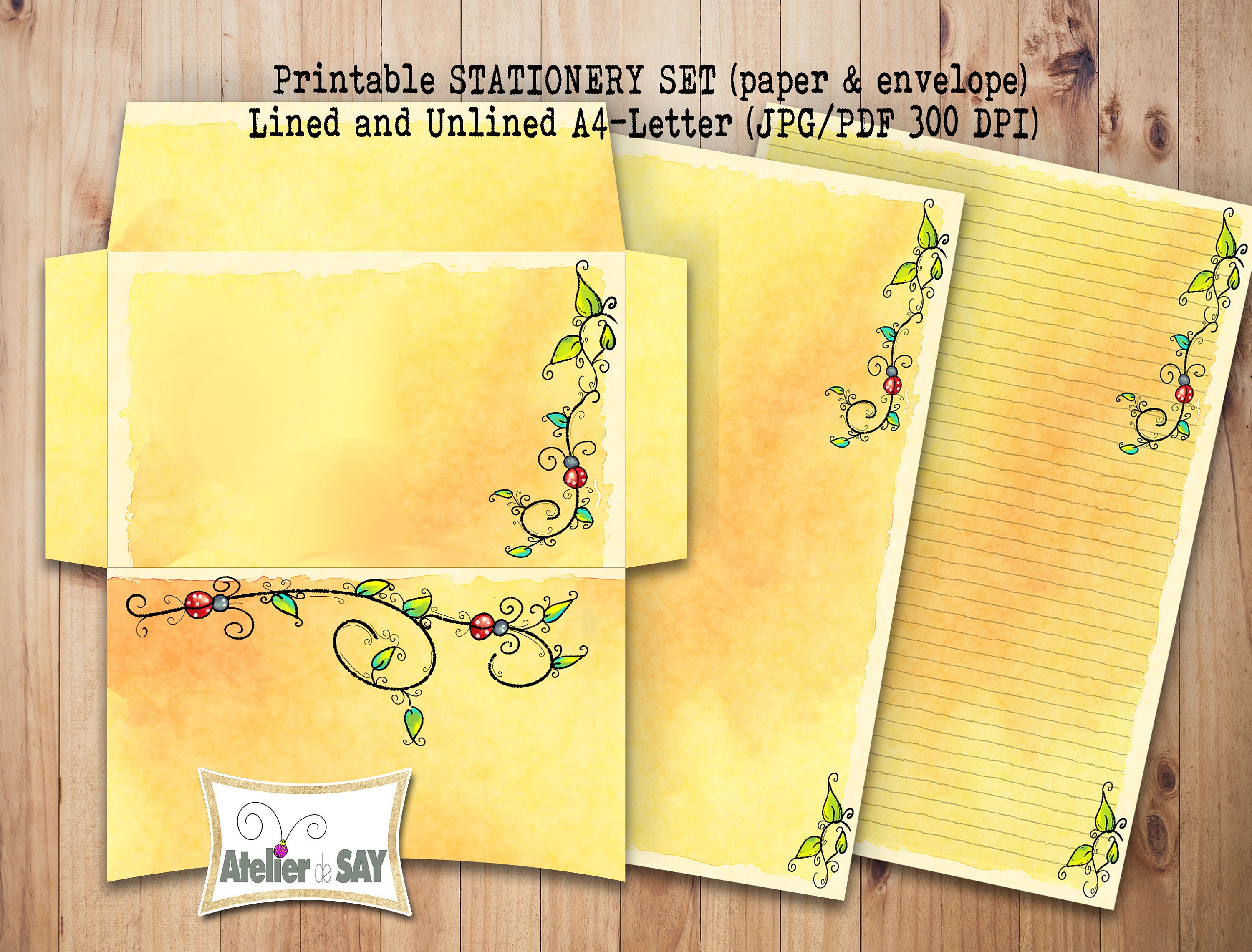 Spring Printable Stationery/digital Lined Writing Paper/digital