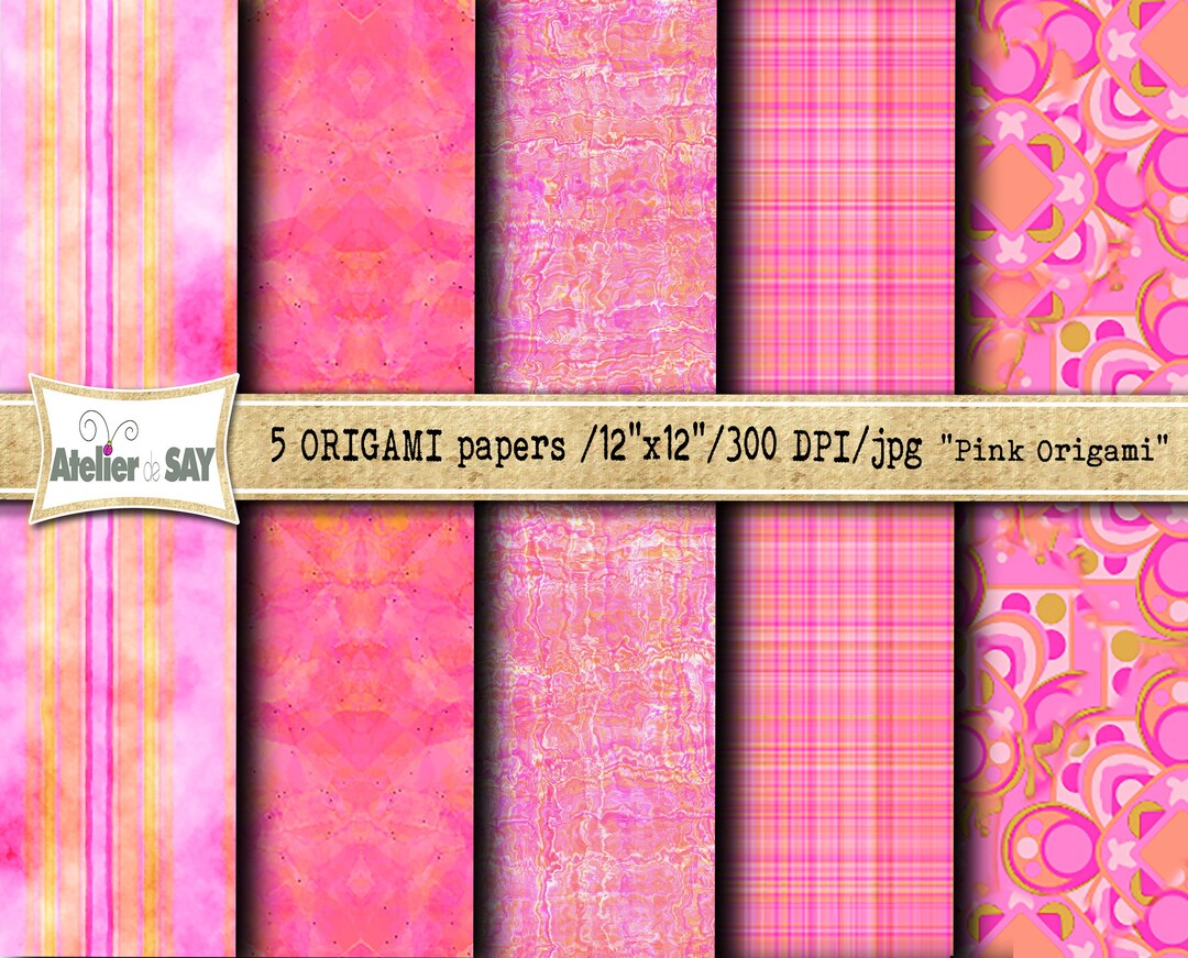 Pink Origami Paper/pink Digital Papers/pink Scrapbook Paper/ Digital