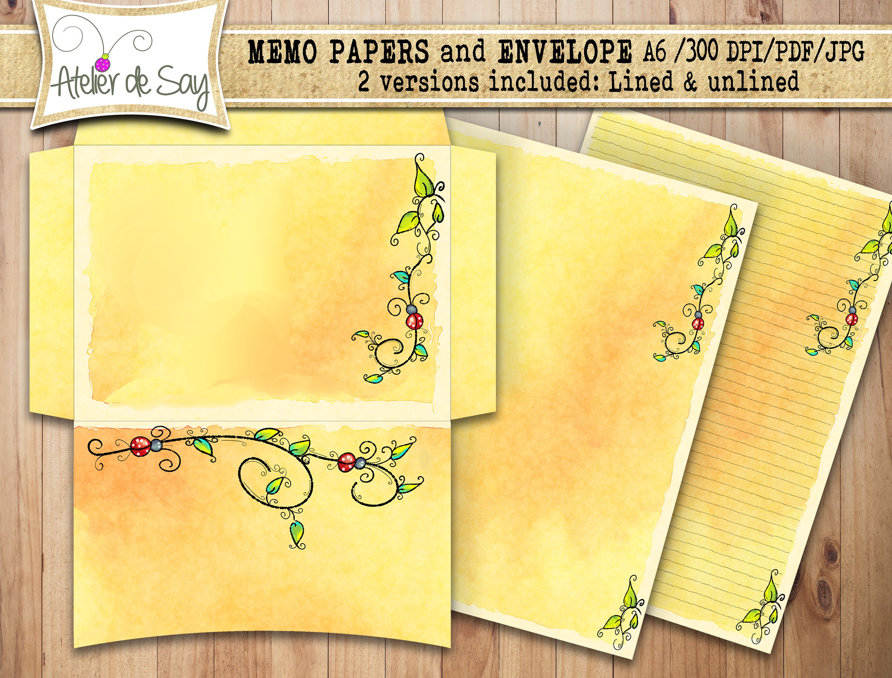 Printable Stationery/digital Lined Writing Paper/digital Stationery