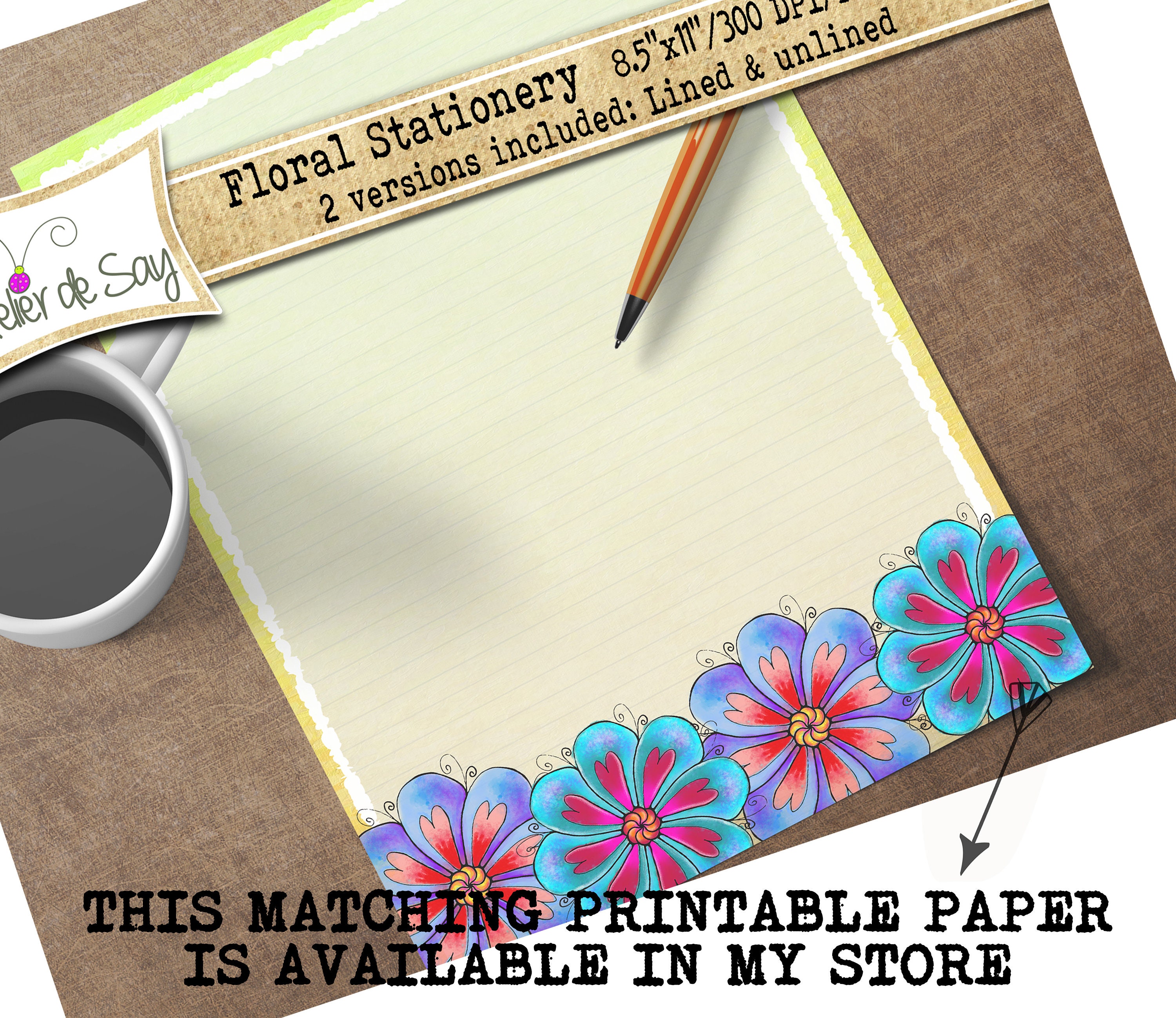 printable floral envelopeprintable envelopesprintable etsy