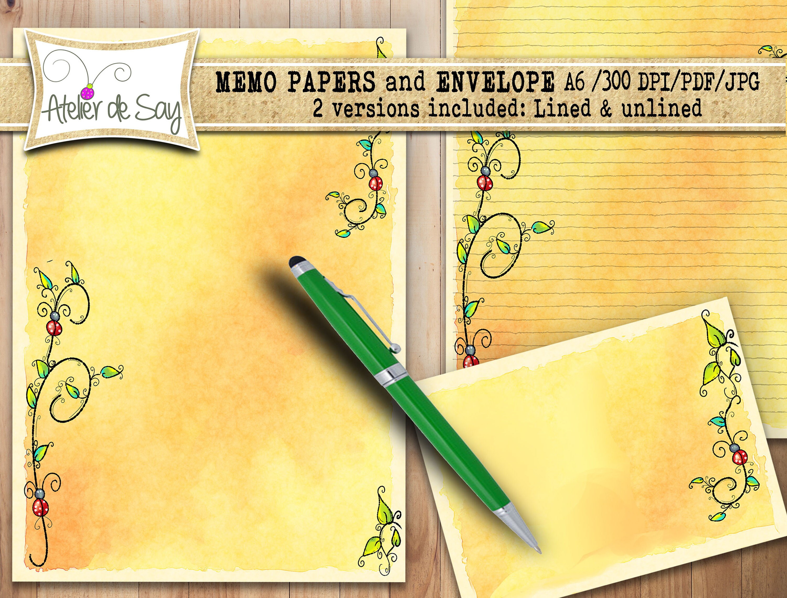 Printable Stationery/digital Lined Writing Paper/digital Stationery