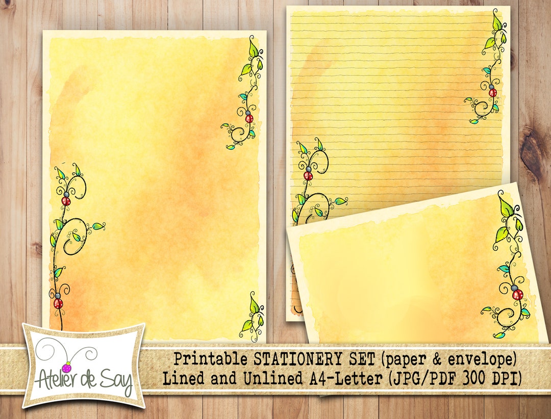 Spring Printable Stationery/digital Lined Writing Paper/digital