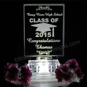 Topper + 100 Favors Personalized LED Graduation Cap & Scroll Acrylic Cake Topper