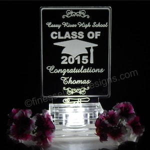 Personalized LED Graduation Cap & Scroll Acrylic Cake Topper Custom Engraved Lighted