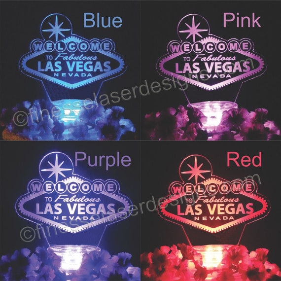 Personalized Las Vegas Sign LED Acrylic Birthday Cake Topper 