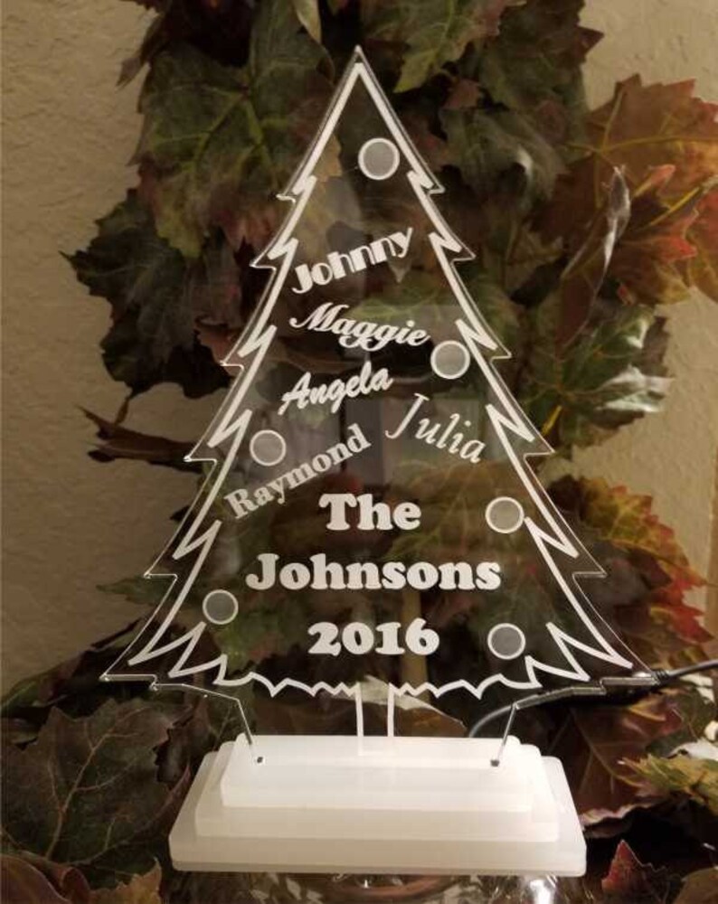 Lighted Christmas Tree Centerpiece Decoration Acrylic Engraved Table Sign Great Gift!