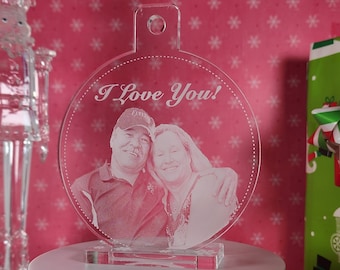 Personalized Engraved Photograph Acrylic Christmas Ornament Custom