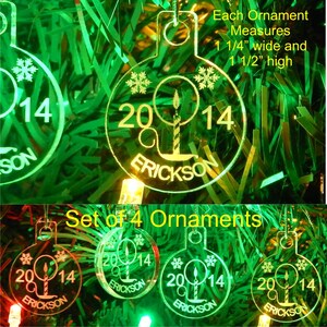 Miniature Candle Christmas Ornamentst Personalized Acrylic Set of 4
