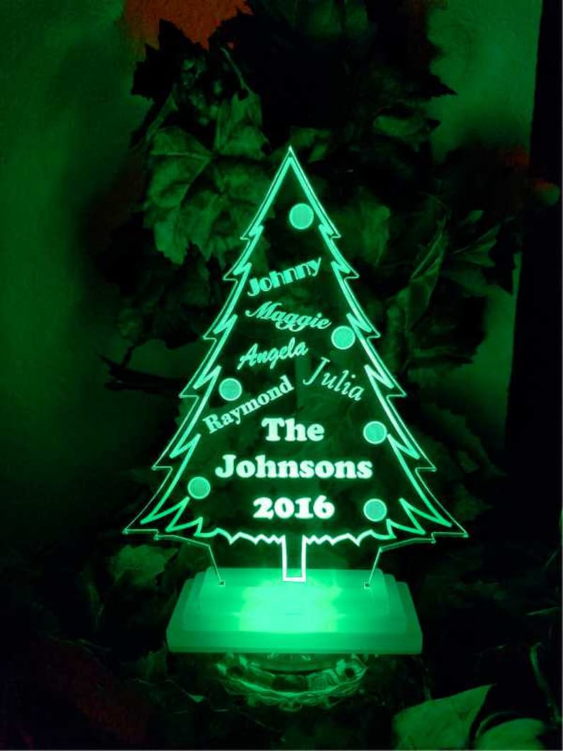 Lighted Christmas Tree Centerpiece Decoration Acrylic Engraved Table Sign Great Gift!