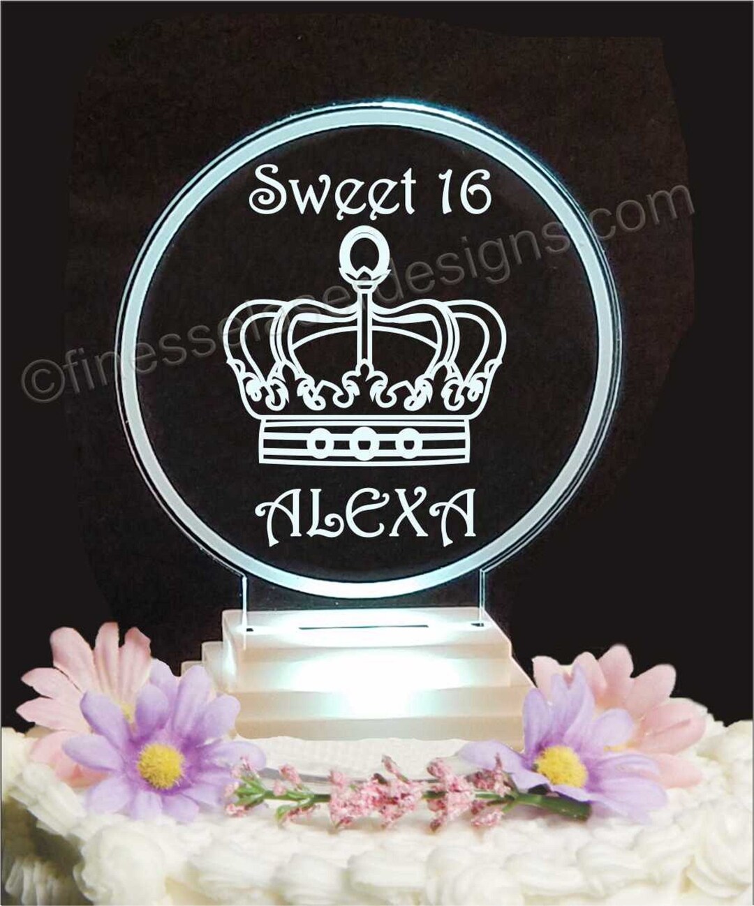 Personalized Sweet 16 Crown Queen LED Acrylic Cake Topper - Etsy