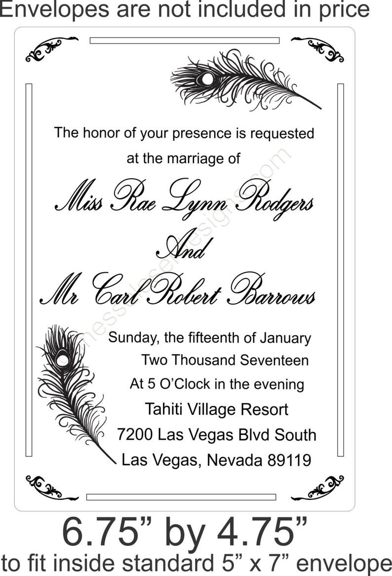 Personalized Custom Acrylic Feather Wedding Invitation or Announcement Clear FREE US SHIPPING