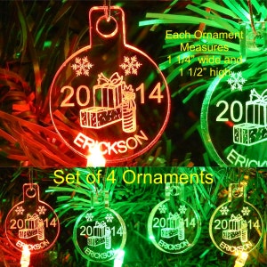 Miniature Presents Christmas Ornamentst Personalized Acrylic Set of 4
