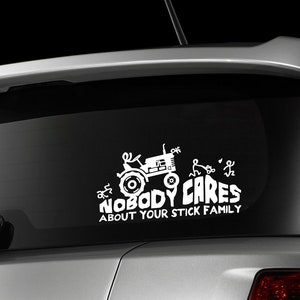 Monster tractor stick family car decal, funny car decal, car accessories, farming decal, laptop decal, auto, sticker, car decal for men