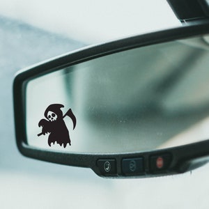 Mini Grim Reaper SUV Calcomanía oculta de huevo de Pascua, espeluznante pegatina troquelada para parabrisas de Halloween, espeluznante pegatina impermeable para teléfono celular, regalo unisex
