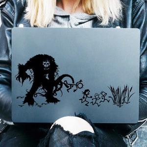 Swamp Monster Funny Stick Family Car Decal, Horror Movie Weatherproof Laptop Stickers, Halloween Bumper Stickers, Gothic Unisex Gifts