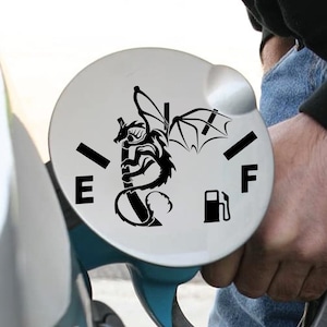 Dragon Empty Gas Tank Car Decal, Funny Car Decal, Dragon Laptop Decal, Vinyl Decal, Car Sticker, Gifts For Men, Laptop Sticker, Dragon Gifts