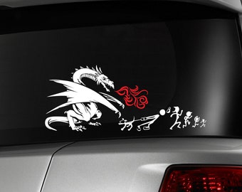 Car decal, dragon torched stick family, dragon car stickers, car decal for men, dragon laptop decal, laptop sticker, auto decal, mens gifts