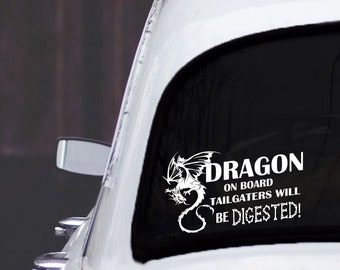 Dragon on board car decal, dragon bumper sticker, dragon vinyl decal, dragon car decals, dragon auto decal, gifts for men, fathers day gifts