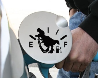 Calcomanía de coche de tanque de gas vacío T-Rex, calcomanía de coche divertido, calcomanía de portátil Dino, calcomanía de vinilo, pegatina de coche, pegatina de portátil, regalo de dinosaurio, regalos para hombres