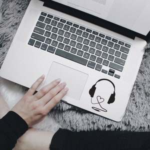 Headphone heart car decal, music gift, laptop decal, music car decal,  music auto decal, music sticker, gifts under 10, car decal for women