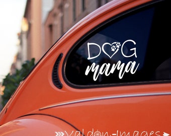 Dog Mama Vinyl Decal, Dog Mom Decal, Car, Window, Laptop, Tumbler, Cup, Mug Vinyl Decal, Dog Lover Gift, Dog Mom Paw print Heart Decal