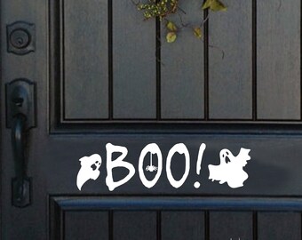 Boo ghost door Decal, Halloween decor, front door sticker, holiday decor, Halloween wall decal, pumpkin decal, entryway or mailbox sticker