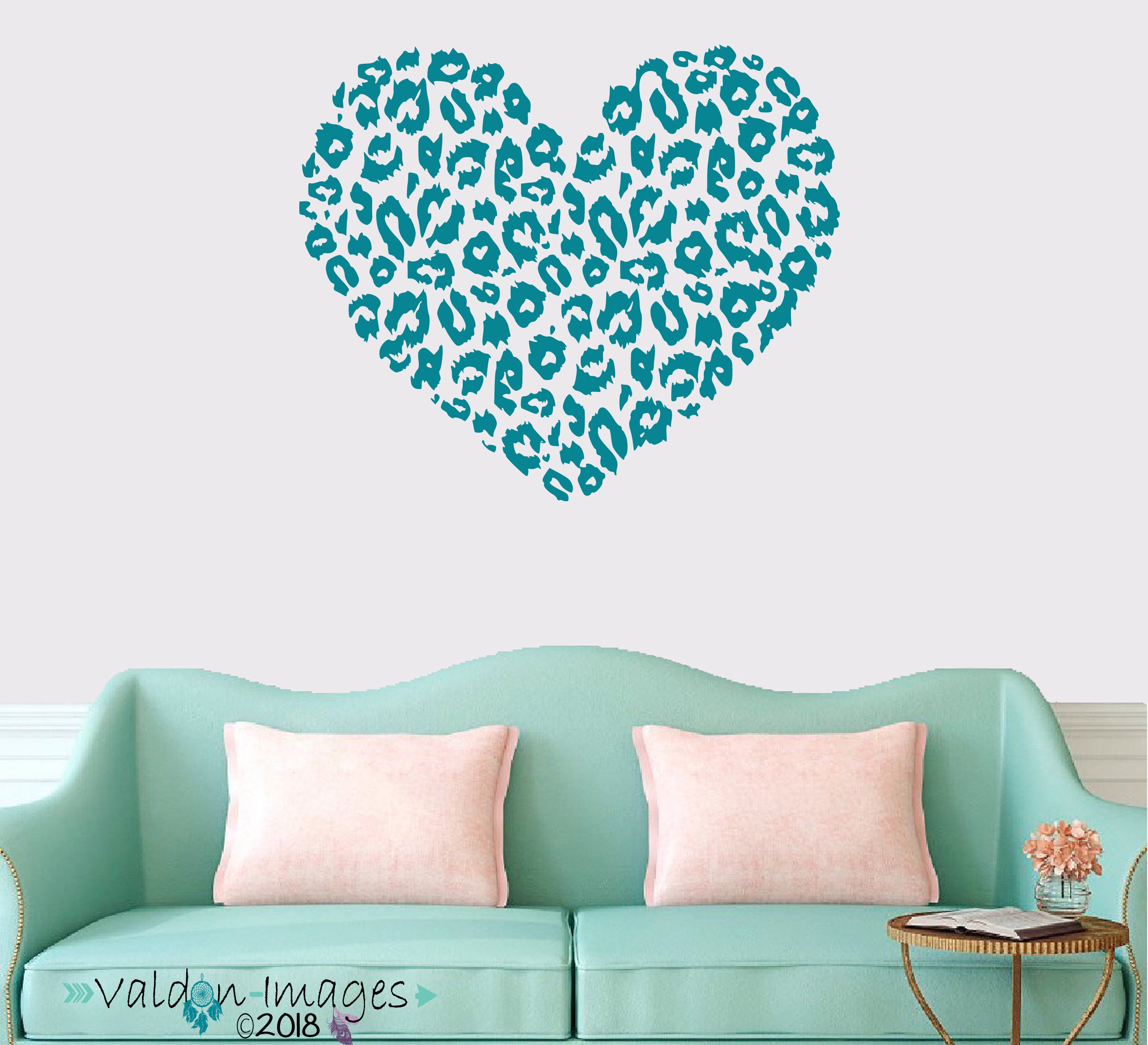 Cheetah print wall decal heart wall decal bedroom wall Etsy