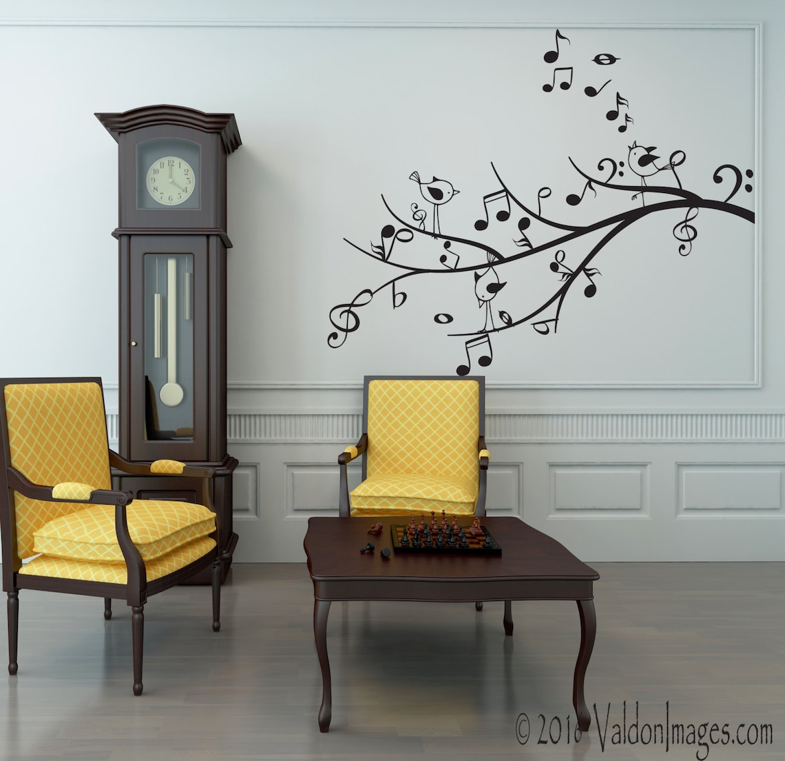 Music Tree Wall Decal Bird Wall Decal Music Decor Living Etsy