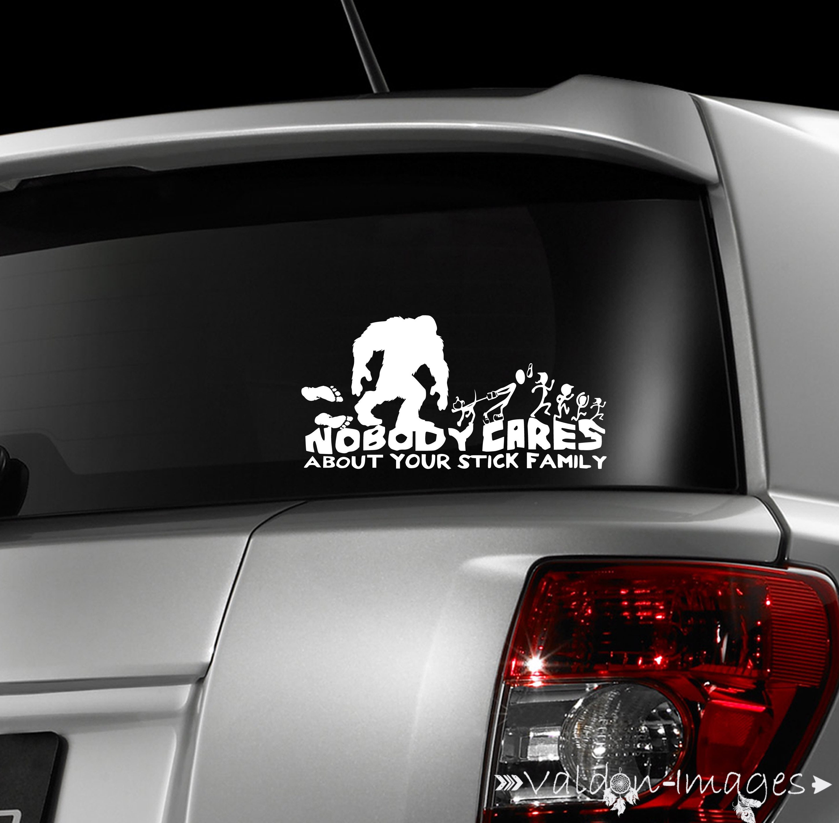 Bigfoot, Car Decal, Sasquatch Laptop Decal, Bigfoot Chasing Stick