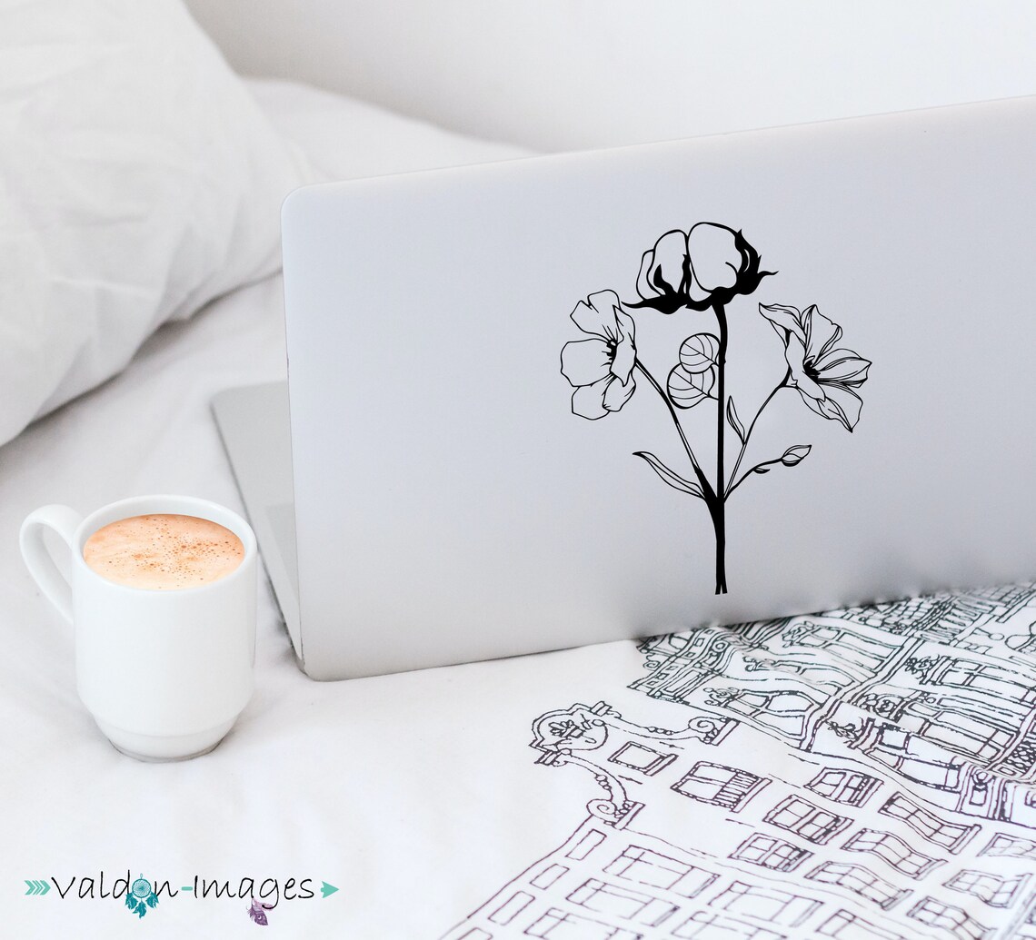 Wildflowers Sticker, Floral Bouquet Art Laptop Decal Vinyl Cute Waterbottle Tumbler Car Waterproof Bumper Aesthetic Die Cut Wall Clear